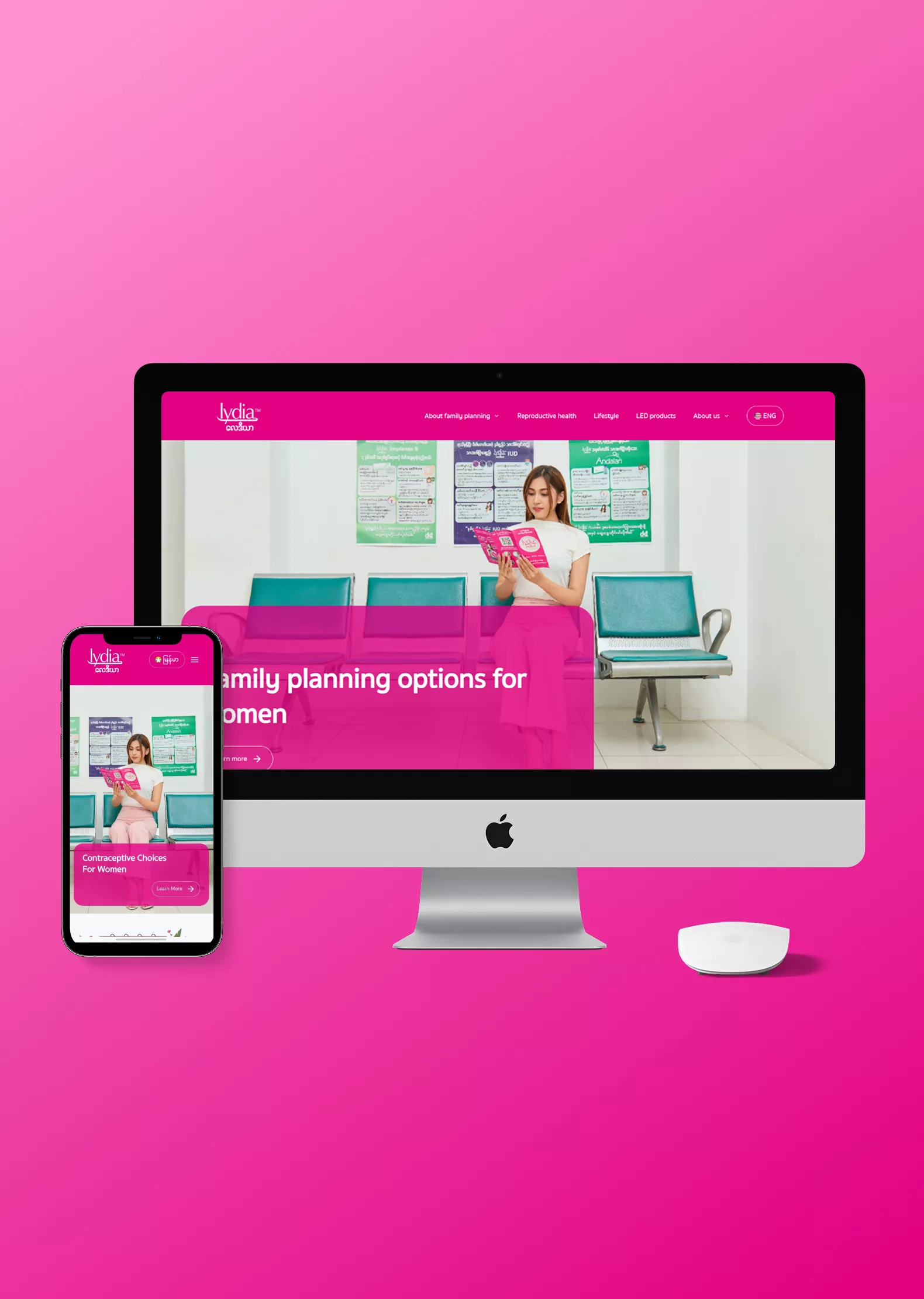 Lydia Myanmar website developed by Source Code for family planning and women’s health Dash App mobile shopping application developed by Source Code for a fashion e-commerce business in Myanmar